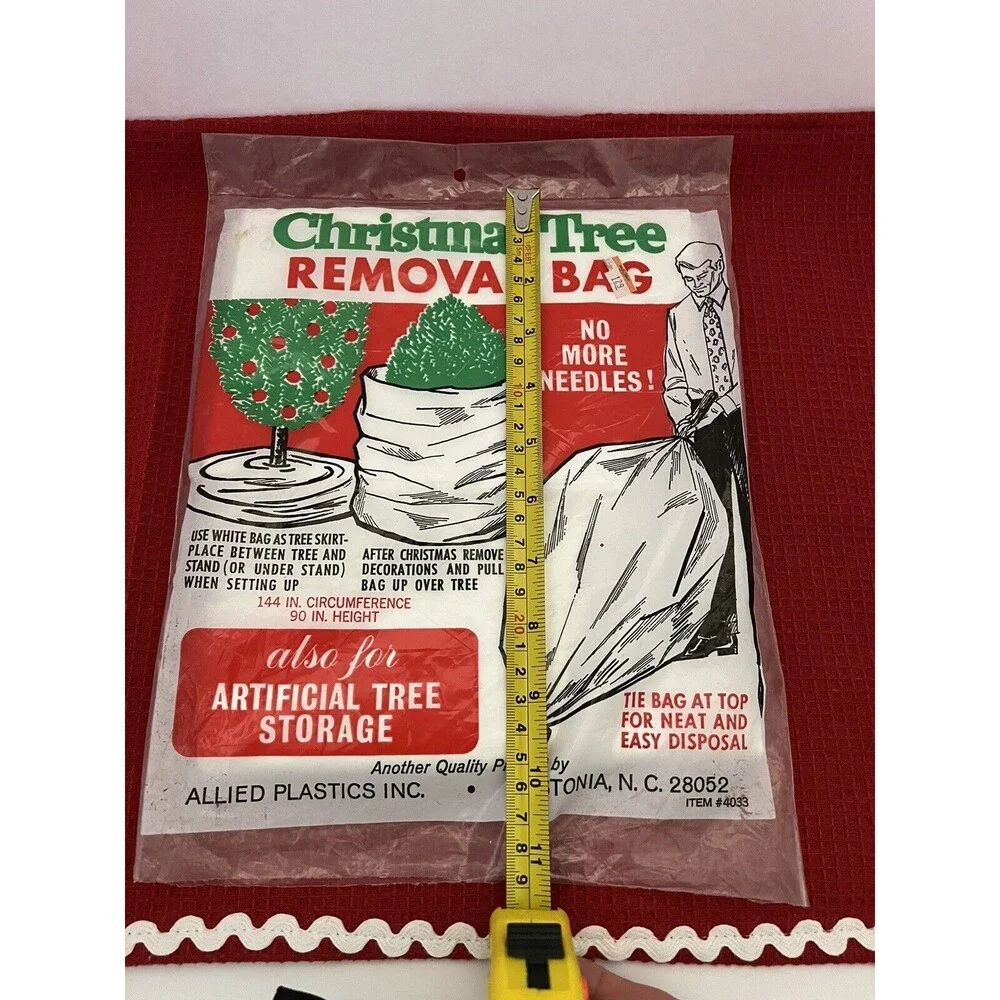 Vintage Christmas Tree Removal Bag 90x144 Allied Plastics Tree Storage Cover